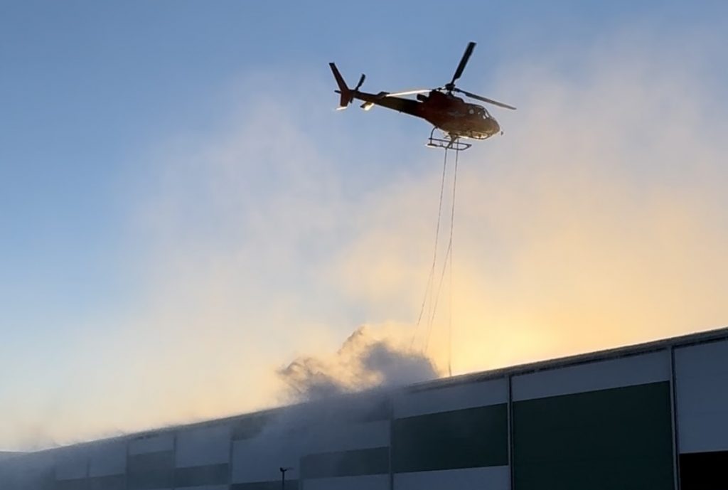 Helicopter Roof Snow Removal